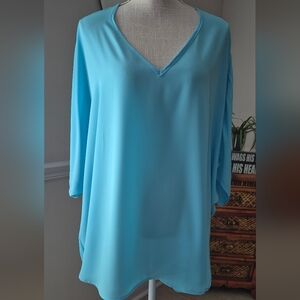"ADRIENNE" Sky Blue V-Neck Tunic